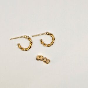 Tiny Gold Vermeil twist hoops